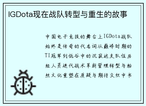 IGDota现在战队转型与重生的故事